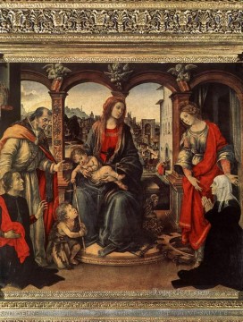 フィリッピーノ・リッピ Painting - 聖母と子供と聖人 1488年 クリスチャン・フィリッピーノ・リッピ
